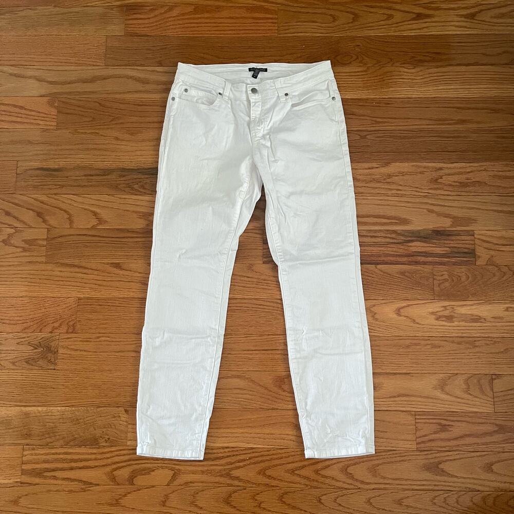 Eileen Fisher White Mid Rise Straight Leg Jeans Womens 6 Summer Casual Classic